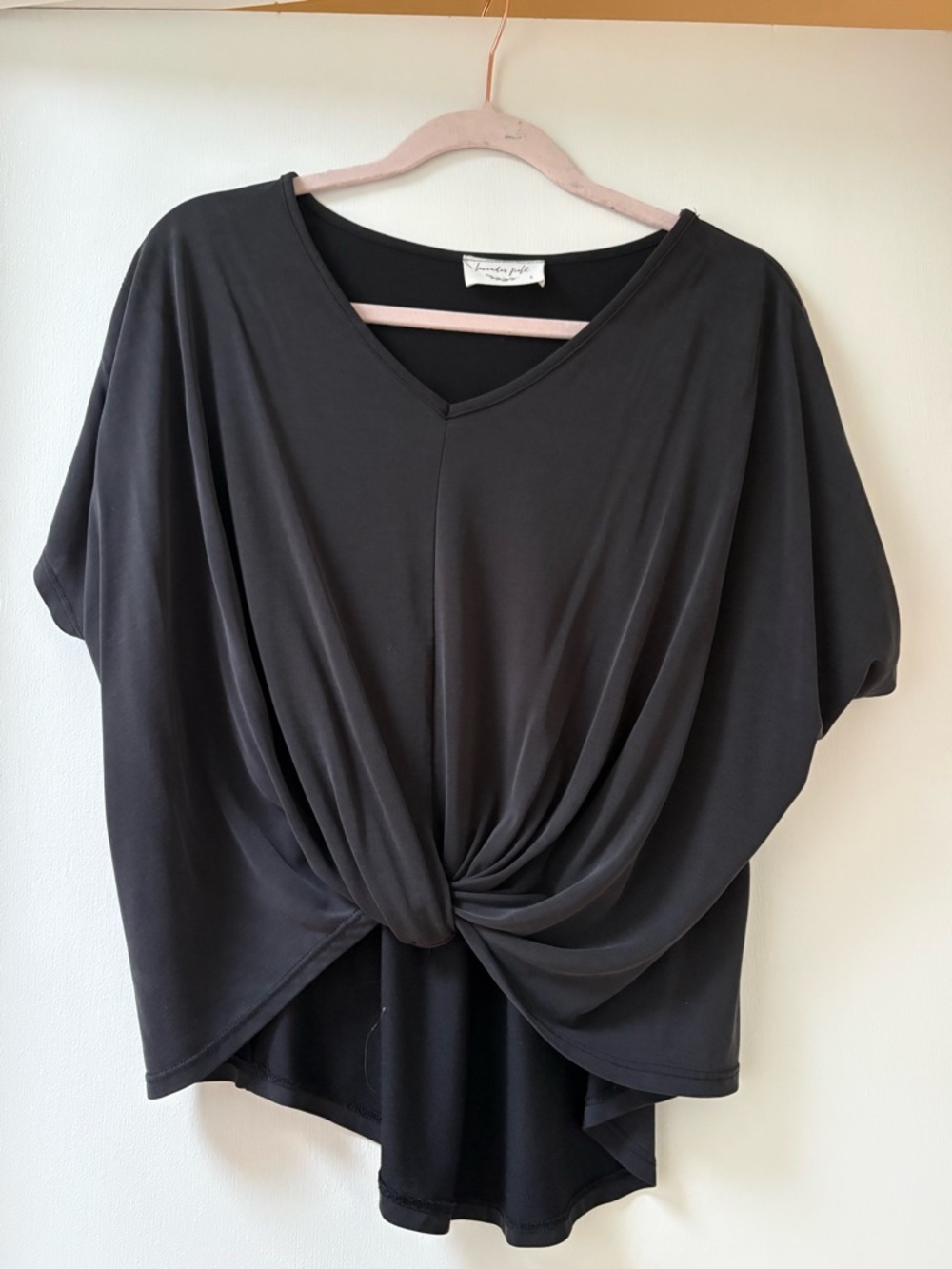 lavender field Black Twisted Front Dolman Top